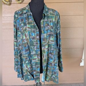 Shana Vibrant Multicolor Patterned Button Down Shirt